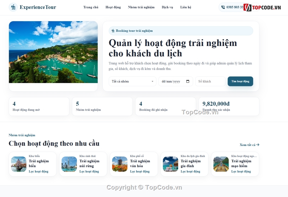 web quản lý,tour,website,book